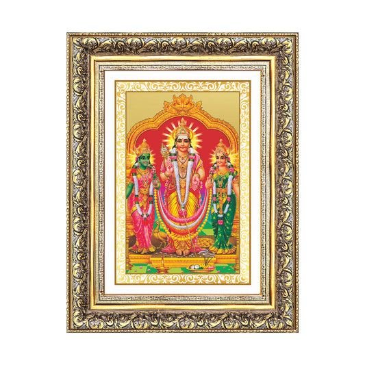 Lord Murugan with Valli | Divine Union Wall Photo Frame in 24K Gold Plated Foil