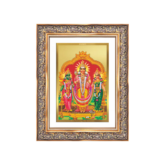Lord Murugan with Valli | Divine Union Wall Photo Frame in 24K Gold Plated Foil