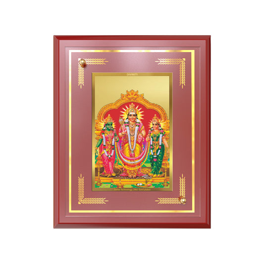 Lord Murugan with Valli | Divine Union Wall and Tabletop Photo Frame in 24K Gold Plated Foil