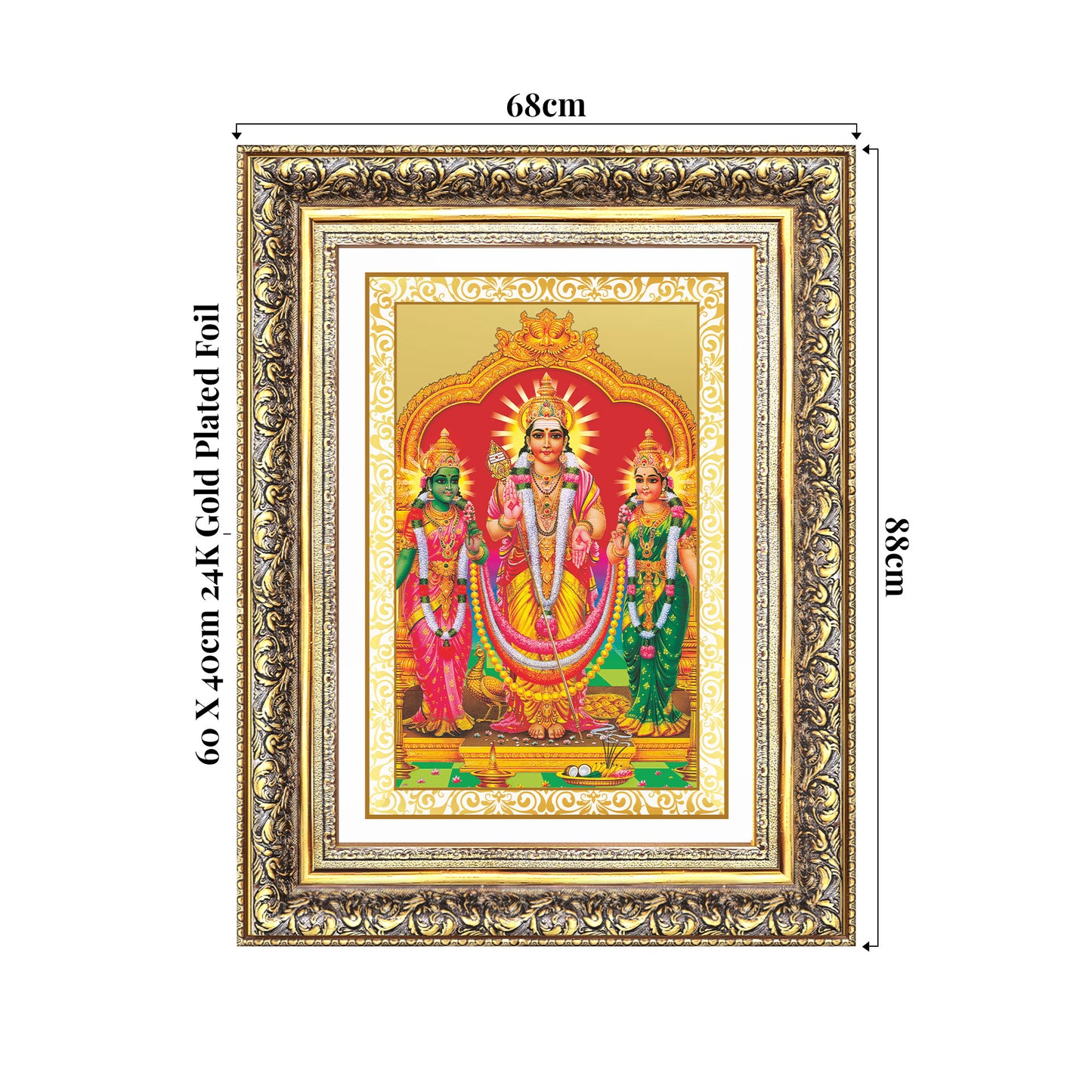 Lord Murugan with Valli | Divine Union Wall Photo Frame in 24K Gold Plated Foil