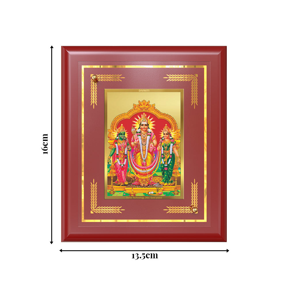 Lord Murugan with Valli | Divine Union Wall & Tabletop Photo Frame in 24K Gold Plated Foil