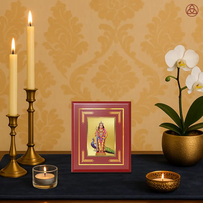Lord Murugan Kartikeya | Divine Warrior God Wall & Tabletop Photo Frame in 24K Gold Plated Foil