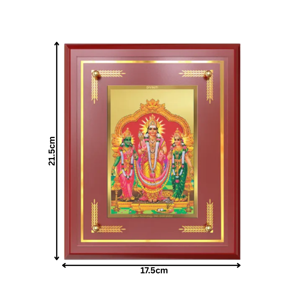Lord Murugan with Valli | Divine Union Wall & Tabletop Photo Frame in 24K Gold Plated Foil