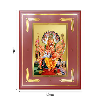 Lord Narasimha | The Fierce Protector Wall Photo Frame in 24K Gold Plated Foil