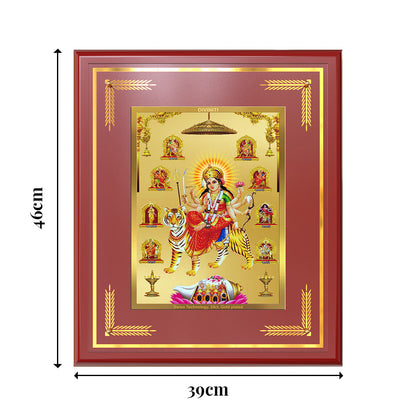 Durga Nav Durga | Goddess Durga in Her Nine Divine forms Wall Mount Photo Frame in 24K Gold Plated Foil