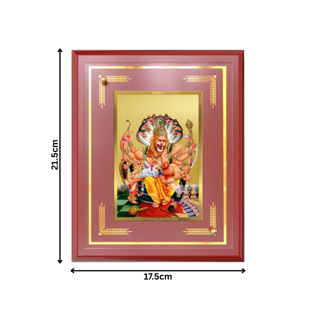 Lord Narasimha | The Fierce Protector Wall and Tabletop Photo Frame in 24K Gold Plated Foil