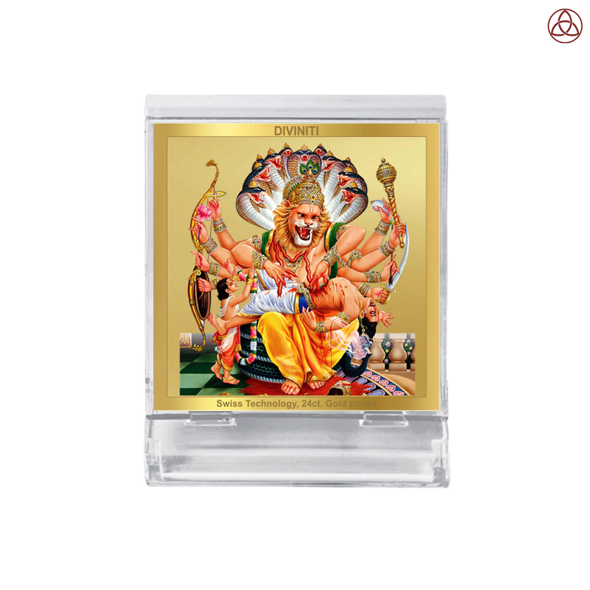 Narasimha | Divine Lord Narasimha Car Dashboard & Tabletop Photo Frame in 24K Gold Plated Foil