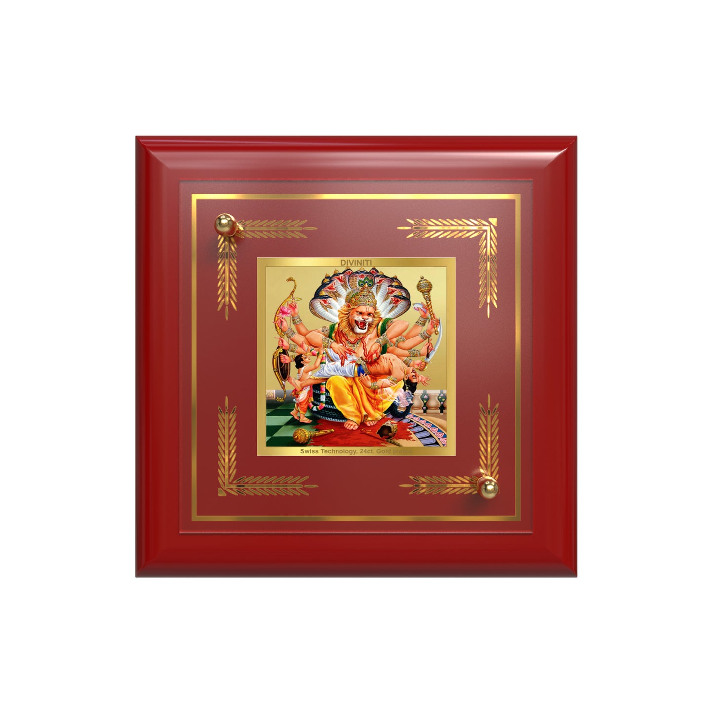 Lord Narasimha | The Fierce Protector Tabletop Frame in 24K Gold Plated Foil