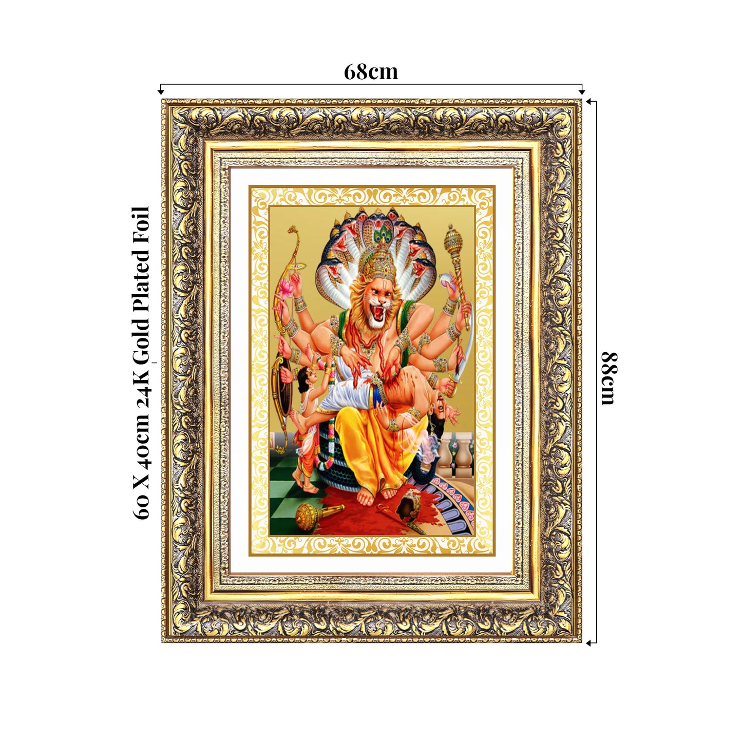 Lord Narasimha | The Fierce Protector Wall Photo Frame in 24K Gold Plated Foil