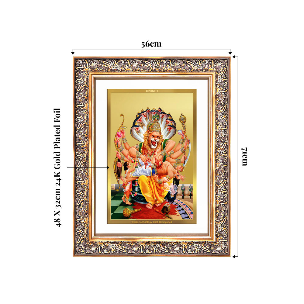 Lord Narasimha | The Fierce Protector Wall Photo Frame in 24K Gold Pla ...
