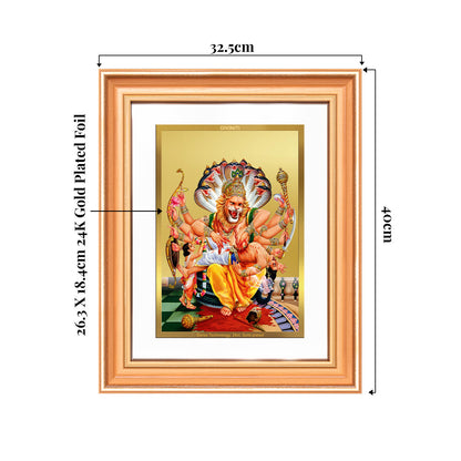 Lord Narasimha | The Fierce Protector Wall & Tabletop Frame in 24K Gold Plated Foil