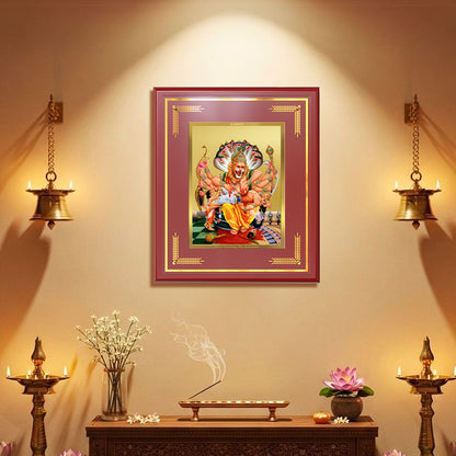 Lord Narasimha | The Fierce Protector Wall & Tabletop Frame in 24K Gold Plated Foil