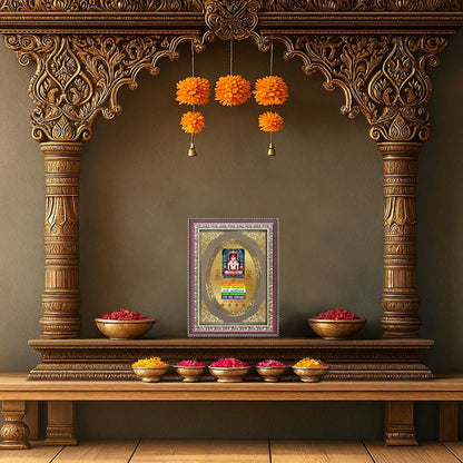 Lord Adinath with Namokar Mantra | Jain Sacred Wall & Tabletop Royal Photo Frame in 24K Gold Plated Foil