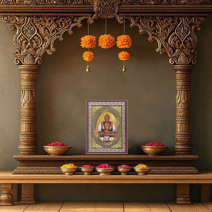 Lord Mahavira | Jain Tirthankara Wall & Tabletop Royal Photo Frame in 24K Gold Plated Foil
