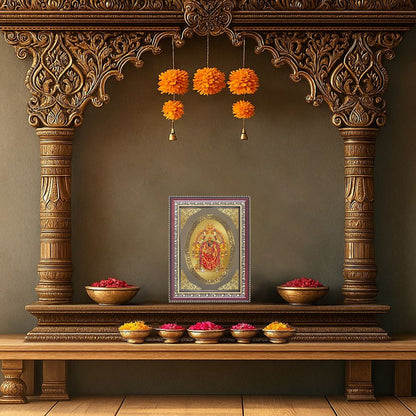 Padmavati Devi | Jain Sacred Wall & Tabletop Royal Photo Frame in 24K Gold Plated Foil