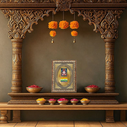Lord Adinath with Namokar Mantra | Jain Sacred Wall & Tabletop Royal Photo Frame in 24K Gold Plated Foil