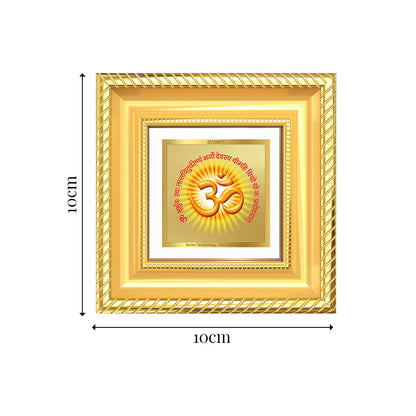 Diviniti Om & Gayatri Mantra Tabletop Frame in 24K Gold Plated Foil | Peace, Wisdom & Divine Energy | DG015S1A (10x10 CM)