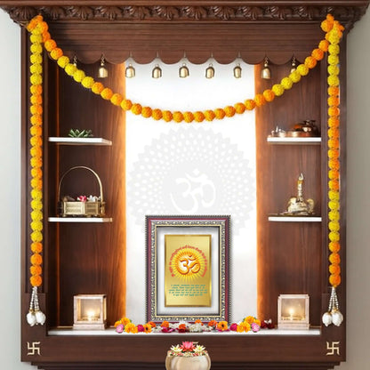 Om with Gayatri Mantra | Sacred Vibration & Vedic Wisdom Wall and Tabletop Photo Frame in 24K Gold Plated Foil