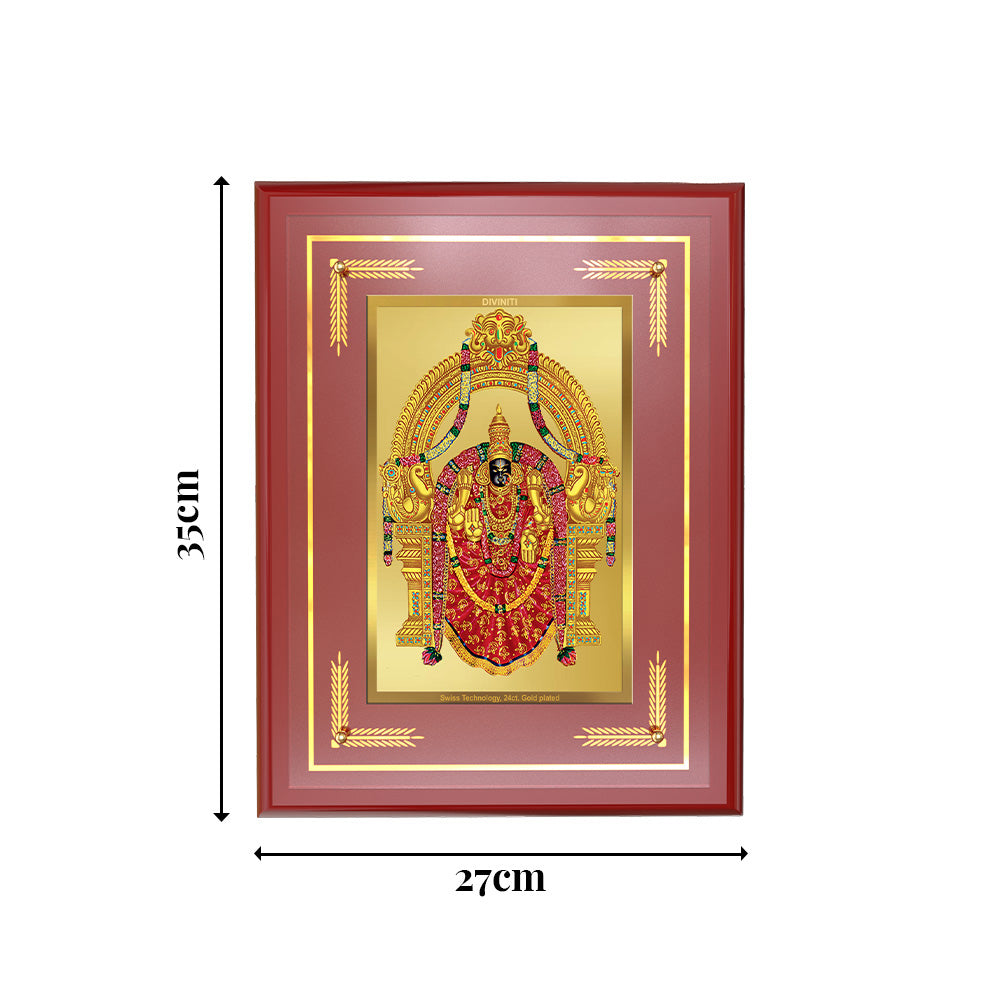 Goddess Padmavati | Consort of Lord Tirupati Balaji Wall Photo Frame in 24K Gold Plated Foil