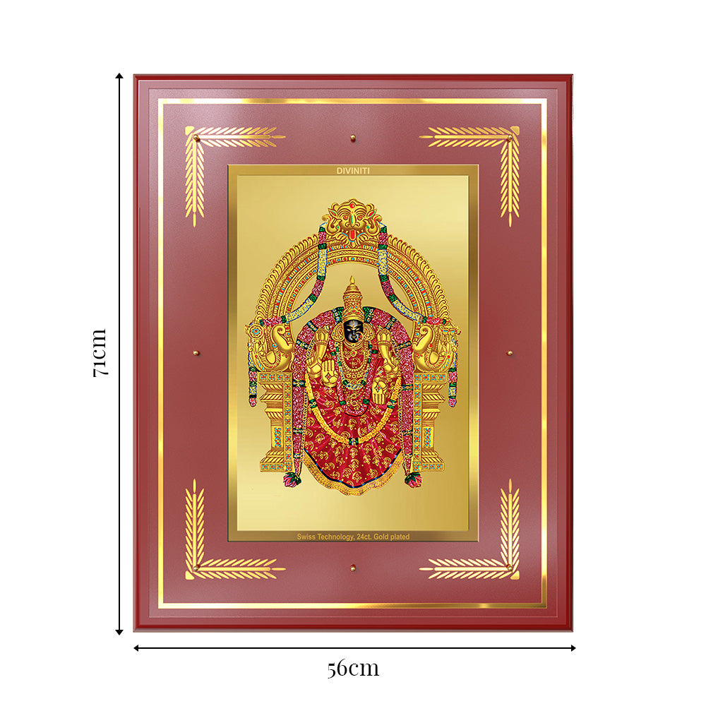 Goddess Padmavati | Consort of Lord Tirupati Balaji Wall Mount Photo Frame in 24K Gold Plated Foil