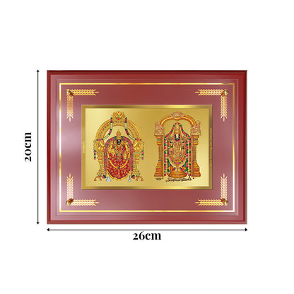 Lord Venkateswara Tirupati Balaji & Goddess Padmavati | Divine Couple Wall & Tabletop Photo Frame in 24K Gold Plated Foil