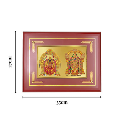 Lord Venkateswara Tirupati Balaji & Goddess Padmavati | Divine Couple Wall Photo Frame in 24K Gold Plated Foil