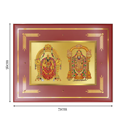 Lord Venkateswara Tirupati Balaji & Goddess Padmavati | Divine Couple Wall Mount Photo Frame in 24K Gold Plated Foil