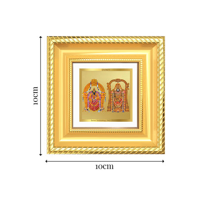 Diviniti Lord Venkateswara Tirupati Balaji & Goddess Padmavati Tabletop Photo Frame in 24K Gold Plated Foil | Prosperity, Harmony & Divine Blessings | DG015S1A (10x10 CM)