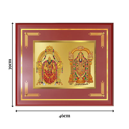 Lord Venkateswara Tirupati Balaji & Goddess Padmavati | Divine Couple Wall Mount Photo Frame in 24K Gold Plated Foil
