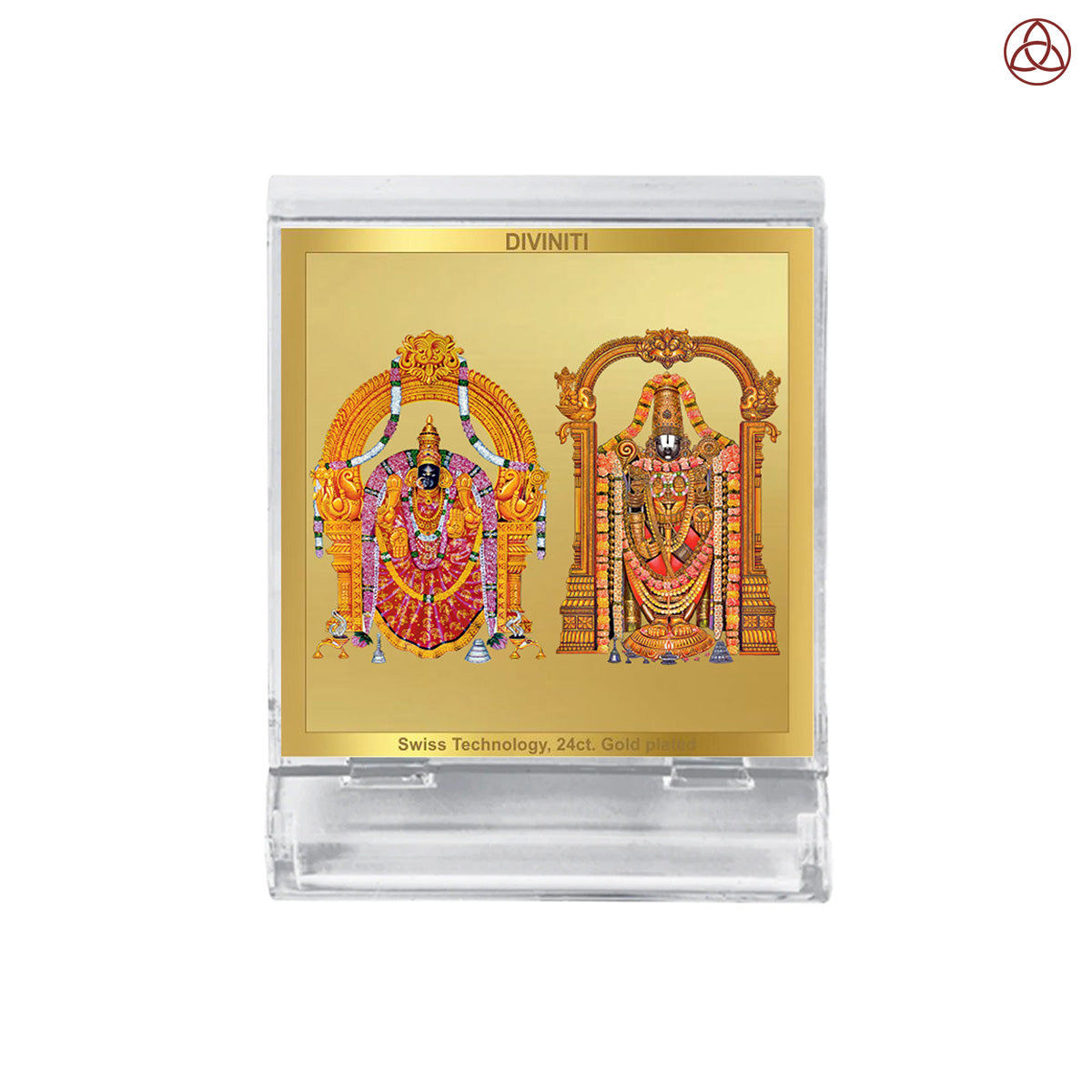 Padmavathi & Tirupati Balaji | Divine Goddess Padmavathi and Lord Balaji Car Dashboard & Tabletop Photo Frame in 24K Gold Plated Foil