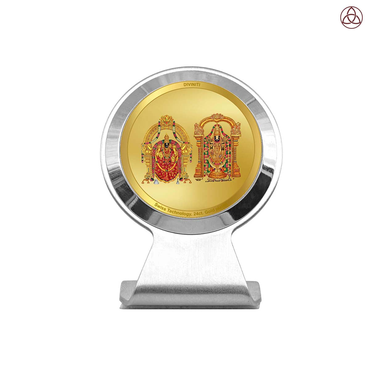Padmavathi & Tirupati Balaji | Divine Goddess Padmavathi & Lord Tirupati Balaji Car Dashboard & Tabletop Photo Frame in 24K Gold Plated Foil