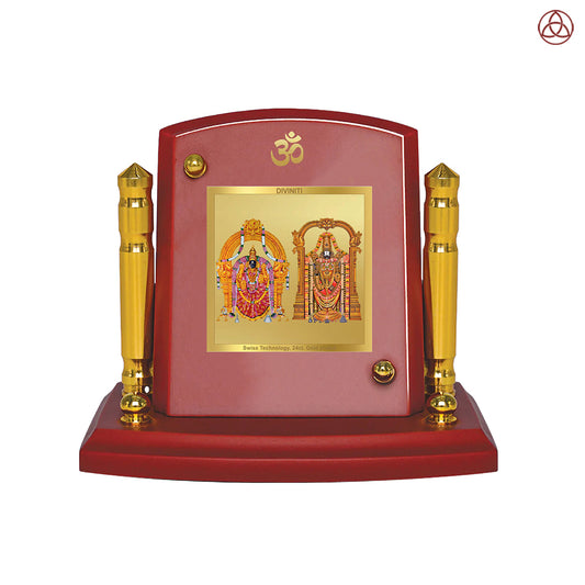 Padmavathi & Tirupati Balaji | Divine Goddess Padmavathi and Lord Balaji Car Dashboard & Tabletop Photo Frame in 24K Gold Plated Foil