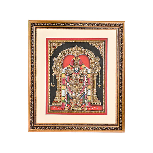 Tanjore Handmade Venkatachalapathy Perumal Balaji Wall Painting (48x5x56 cm)