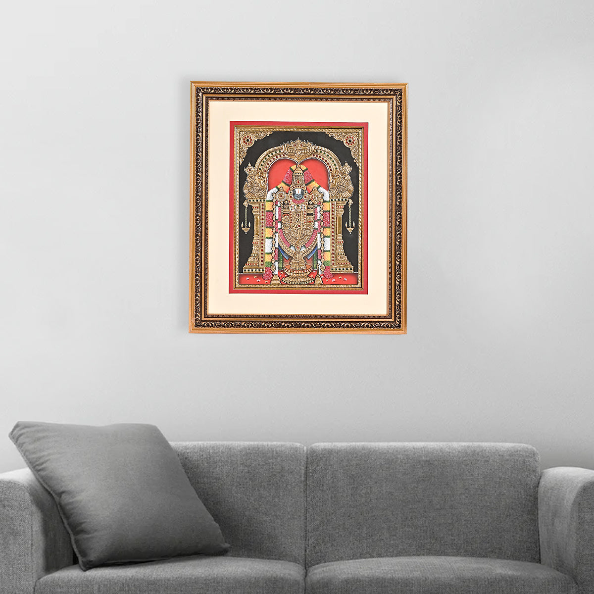 Tanjore Handmade Venkatachalapathy Perumal Balaji Wall Painting (48x5x56 cm)