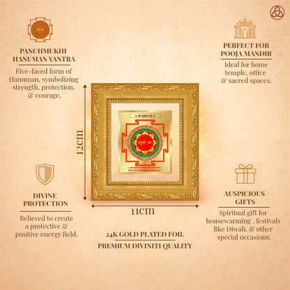Panchmukhi Hanuman Yantra  framed in 24K gold plated foil, symbolizing balance of planetary energies and harmony.