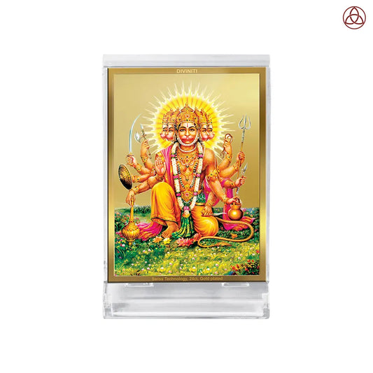 Panchmukhi Hanuman | Five-Faced Hanuman Car Dashboard Frame in 24K Gold Plated Foil