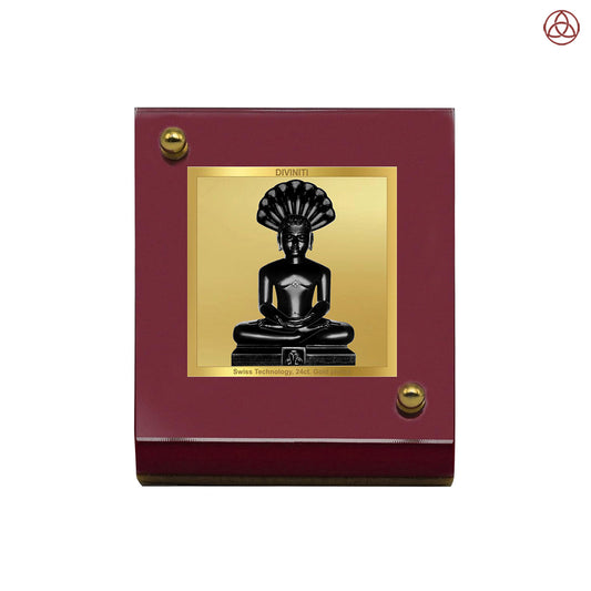 Parshvanatha | Divine Jain Tirthankar Car Dashboard & Tabletop Photo Frame in 24K Gold Plated Foil