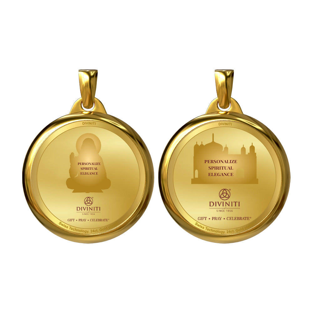 Diviniti 24K Gold Plated Customized 28MM Double Sided Pendant For Men, Women & Kids