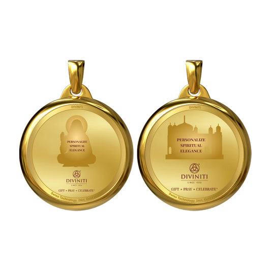 Diviniti 24K Gold Plated Customized 28MM Double Sided Pendant For Men, Women & Kids
