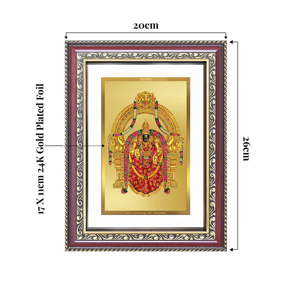 Goddess Padmavati | Consort of Lord Tirupati Balaji Wall and Tabletop Photo Frame in 24K Gold Plated Foil