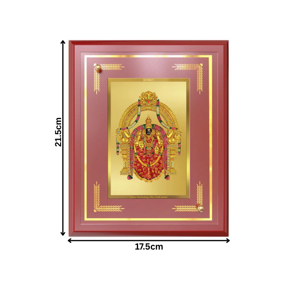 Goddess Padmavati | Consort of Lord Tirupati Balaji Wall and Tabletop Photo Frame in 24K Gold Plated Foil