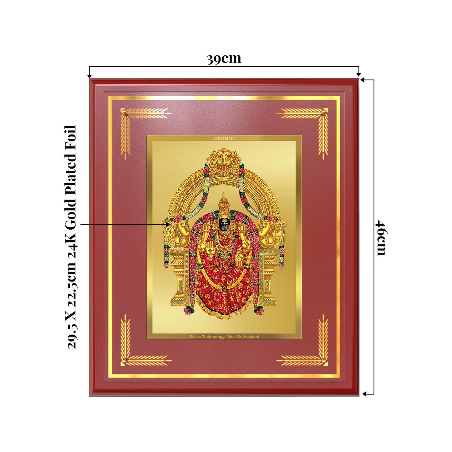 Goddess Padmavati | Consort of Lord Tirupati Balaji Wall Mount Photo Frame in 24K Gold Plated Foil