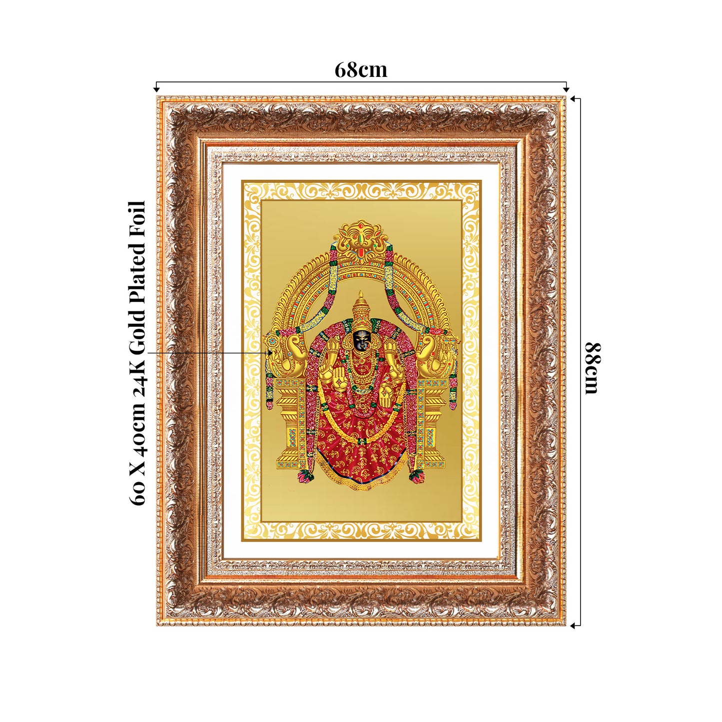 Goddess Padmavati | Consort of Lord Tirupati Balaji Wall Mount Photo Frame in 24K Gold Plated Foil