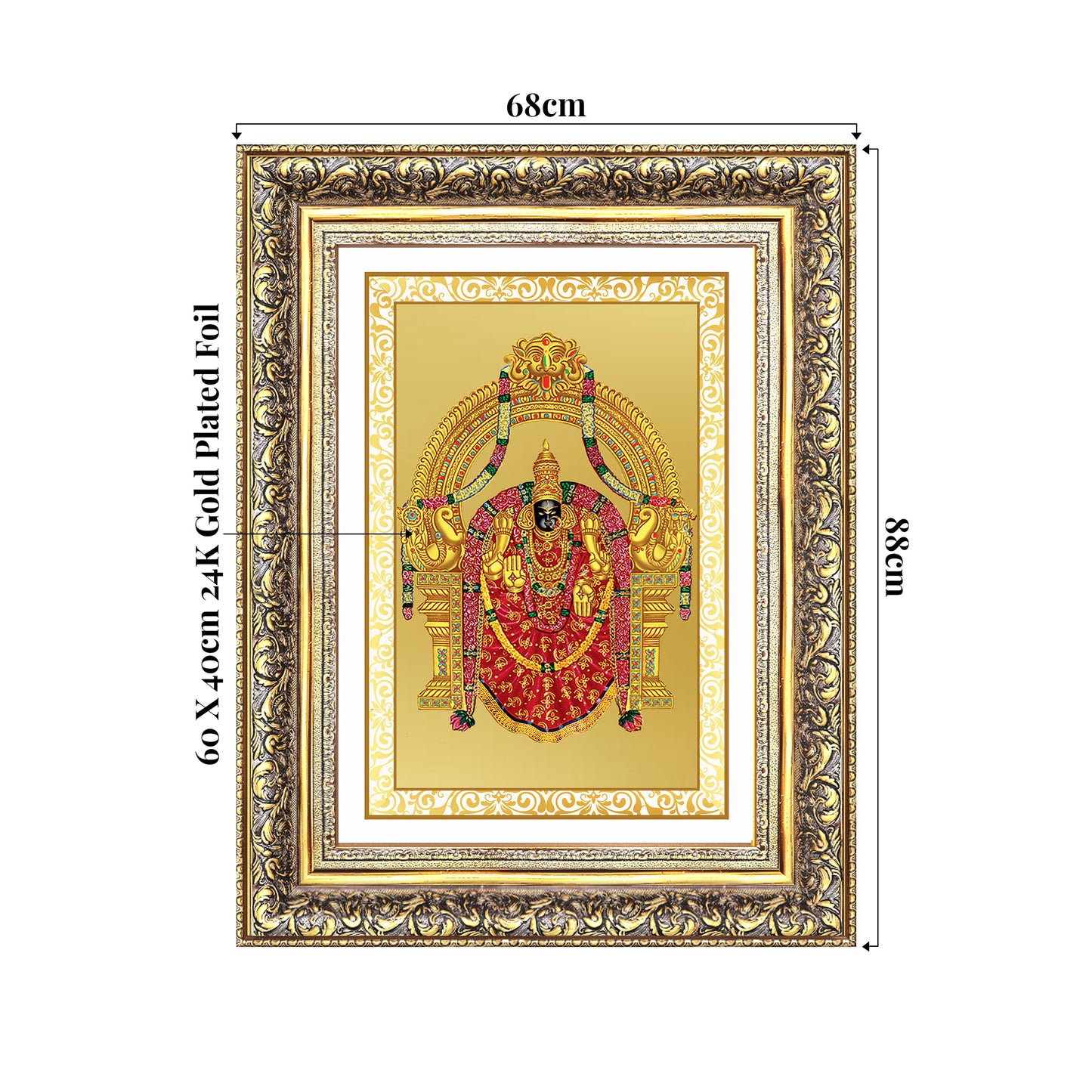 Goddess Padmavati | Consort of Lord Tirupati Balaji Wall Mount Photo Frame in 24K Gold Plated Foil