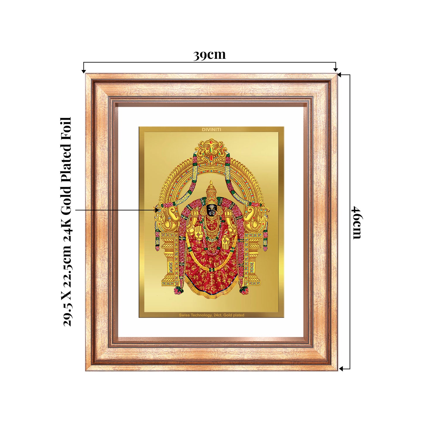 Goddess Padmavati | Consort of Lord Tirupati Balaji Wall Mount Photo Frame in 24K Gold Plated Foil