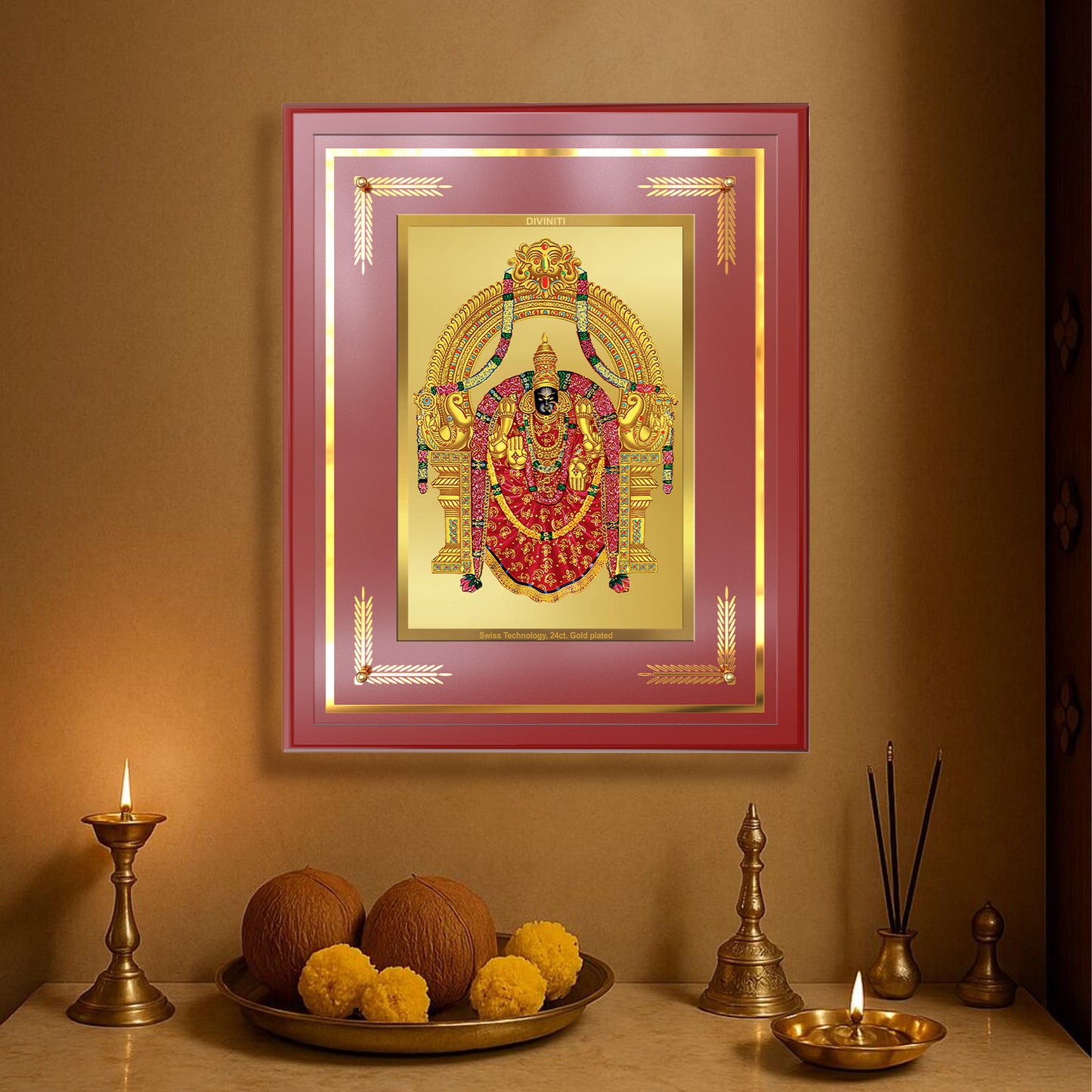 Goddess Padmavati | Consort of Lord Tirupati Balaji Wall Mount Photo Frame in 24K Gold Plated Foil