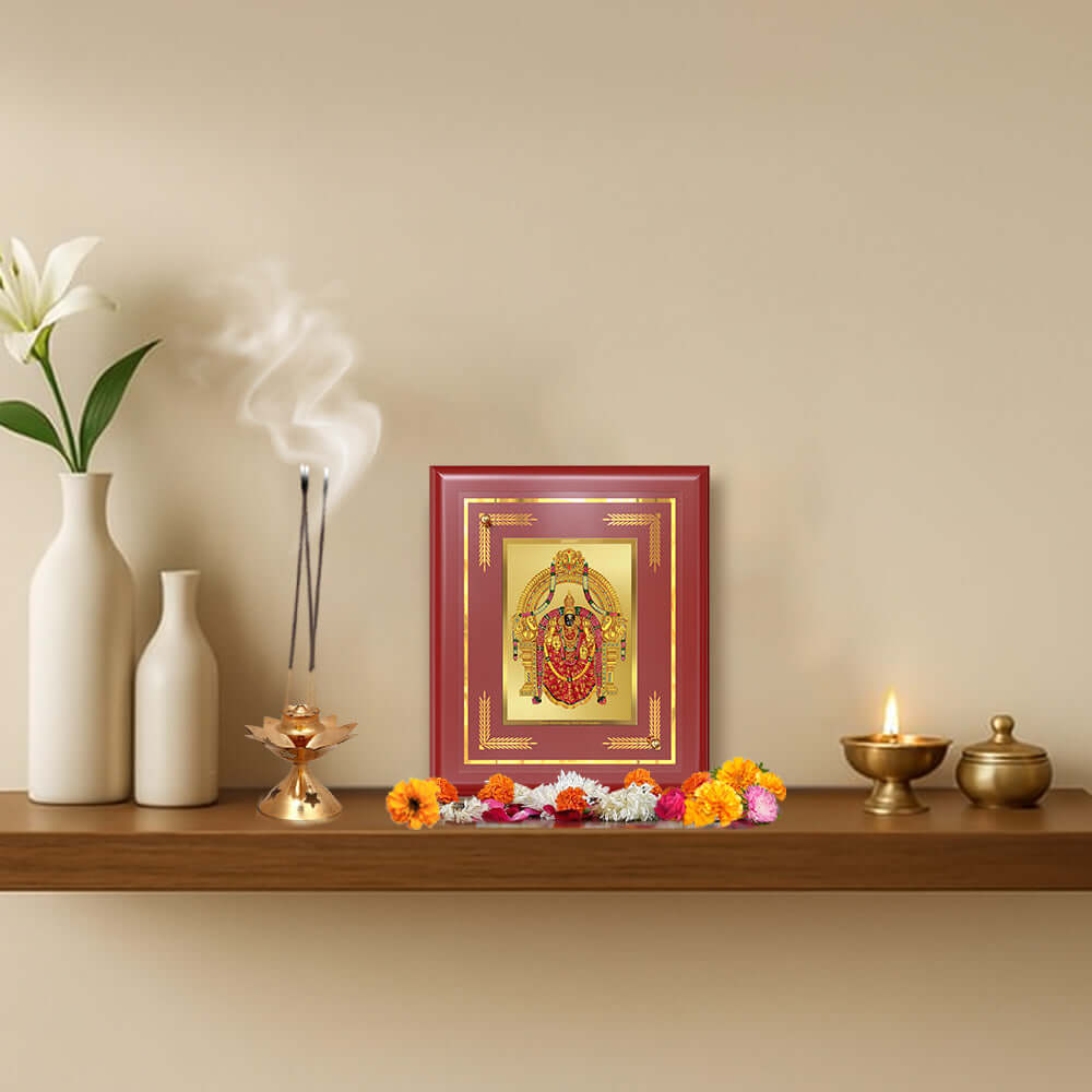 Goddess Padmavati Devi Wall & Tabletop Frame for Home & Temple in 24K Gold Plated Foil