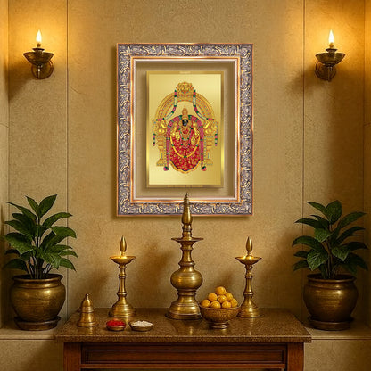 Goddess Padmavati | Consort of Lord Tirupati Balaji Wall Mount Photo Frame in 24K Gold Plated Foil