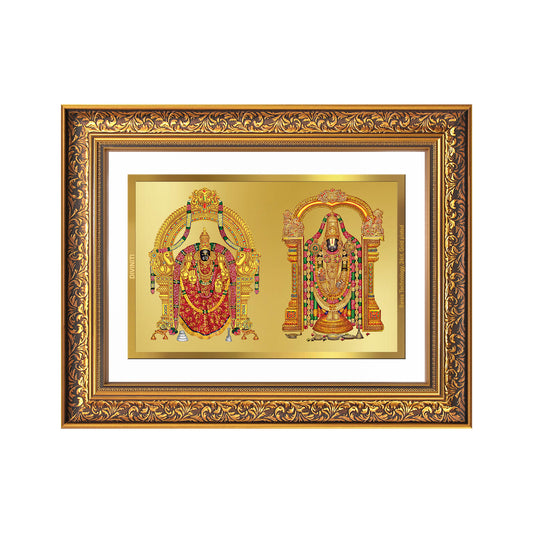 Lord Venkateswara Tirupati Balaji & Goddess Padmavati | Divine Couple Wall Mount Photo Frame in 24K Gold Plated Foil