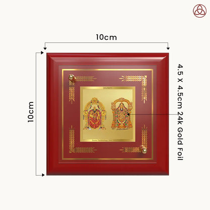 Lord Venkateswara Tirupati Balaji & Goddess Padmavati | Divine Couple Tabletop Frame in 24K Gold Plated Foil